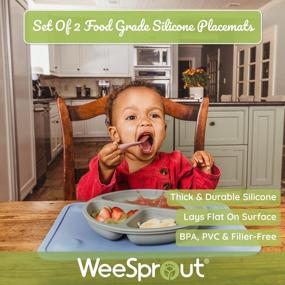 img 1 attached to WeeSprout Silicone Suction Placemats For Babies, Toddlers & Kids, Durable Food Grade Silicone With Non-Slip Suction, Dishwasher Safe, For Dining Table & Restaurants + Travel Case, 2 Pack