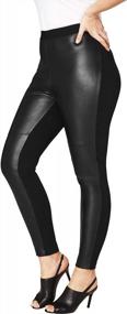 img 1 attached to Plus Size Vegan Leather Leggings: The Roamans Stretch Pants For Women