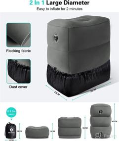 img 2 attached to Inflatable Travel Foot Rest Pillow - Toddler & Kids Airplane Bed, Airplane Foot Rest for Kids and Adults, Adjustable Height Foot Pillow for Airplanes, Cars, Trains, and Offices - Dark Grey