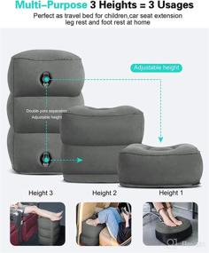img 3 attached to Inflatable Travel Foot Rest Pillow - Toddler & Kids Airplane Bed, Airplane Foot Rest for Kids and Adults, Adjustable Height Foot Pillow for Airplanes, Cars, Trains, and Offices - Dark Grey