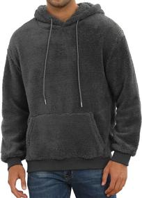 img 2 attached to Stay Warm And Cozy This Winter With PEGENO Men'S Fuzzy Sherpa Hoodie Pullover Sweatshirt