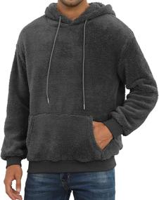 img 4 attached to Stay Warm And Cozy This Winter With PEGENO Men'S Fuzzy Sherpa Hoodie Pullover Sweatshirt