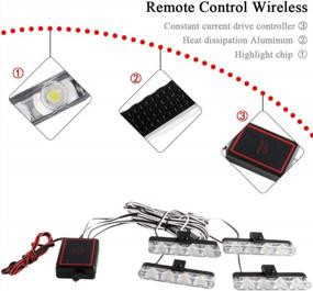 img 2 attached to KaiDengZhe 4X4 LED 4 In 1 Surface Mount Grill Light DC12V Wireless Remote Emergency Flashing Beacon Lamp Police Light Strobe Warning External Light For Truck Trailer Caravan Van (White Amber)