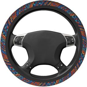 img 2 attached to 🚗 Boho Steering Wheel Cover: Neoprene Ethnic Style Purple Stripe Wrap Car Accessories for Women & Men - Universal Fit for Auto SUV Sedan Vans Trucks