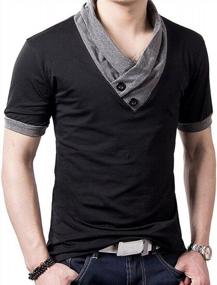 img 3 attached to 👔 Stylish Buttoned V-Neck Men's Cotton Casual Shirt - Ideal for Year-To-Date