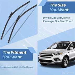 img 2 attached to 28-Inch Windshield Wiper Blades - Compatible with 2013-2020 Ford Escape, All-Season Silent Front Window Wipers (Set of 2)