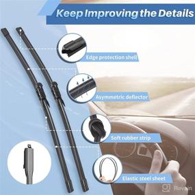 img 3 attached to 28-Inch Windshield Wiper Blades - Compatible with 2013-2020 Ford Escape, All-Season Silent Front Window Wipers (Set of 2)