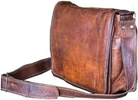 img 1 attached to 👜 Handcrafted 13 Inch Leather Full Flap Messenger Bag – Laptop, Satchel, School – Padded Brown Messenger Bag (13X10)
