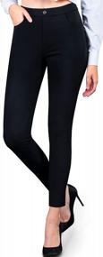 img 4 attached to Women'S Black Stretch Jeggings: CLIV Work Pants With Pockets - High Waisted & Pull On Office Ponte Pants