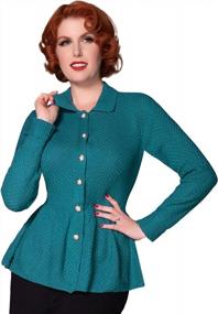 img 1 attached to Vintage-Inspired Cardigan: Belle Poque Women'S Long Sleeve Peplum Sweater With Button-Down Front