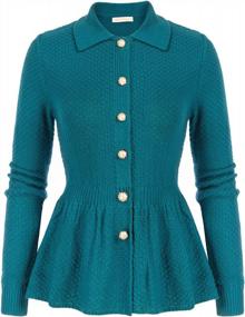 img 4 attached to Vintage-Inspired Cardigan: Belle Poque Women'S Long Sleeve Peplum Sweater With Button-Down Front