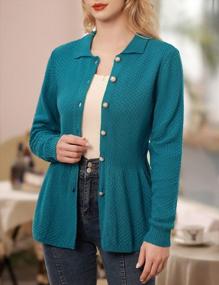 img 2 attached to Vintage-Inspired Cardigan: Belle Poque Women'S Long Sleeve Peplum Sweater With Button-Down Front