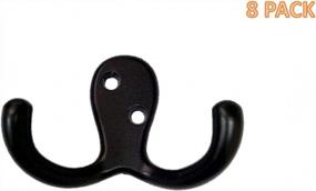 img 1 attached to Stylish And Durable 8-Pack Matte Black Double Robe Hook By QCAA - Zinc Die Cast, 2-3/4" Size, Perfect For Your Bathrooms And Closets