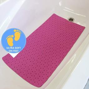 img 3 attached to SAFELAND Patented Non-Slip Bath, Shower And Tub Mat, 30X15 Inch, TPR Material, Eco-Friendly, Non-PVC, Machine Washable, Extra-Soft, With Powerful Gripping Suction Cups, Tweed– Pink