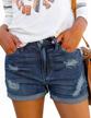 casual summer mid waisted denim shorts with pockets for women - onlypuff hot shorts logo