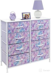 img 2 attached to Sorbus 8-Drawer Dresser - Storage Chest Tower Unit for Bedroom, Hallway, Closet, Office - Steel Frame, Wood Top, Easy Pull Fabric Bins (Tie-dye Blue/Pink/Purple)