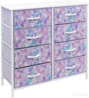 sorbus 8-drawer dresser - storage chest tower unit for bedroom, hallway, closet, office - steel frame, wood top, easy pull fabric bins (tie-dye blue/pink/purple) logo