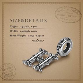 img 4 attached to 925 Sterling Silver Christmas Gifts - NINAQUEEN Black Letter Charms A-Z, Vintage Dangle For Bracelet & Necklace With Jewelry Box