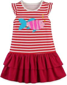 img 4 attached to 👗 Sleeve Cotton Cartoon Dresses for Girls' Clothing - FreeLu Collection