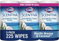 clorox scentiva wipes, pacific breeze & coconut - bleach free cleaning wipes (3 pack, 75 count each) - 60037 logo