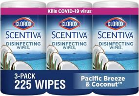 img 4 attached to Clorox Scentiva Wipes, Pacific Breeze & Coconut - Bleach Free Cleaning Wipes (3 Pack, 75 Count each) - 60037