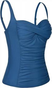 img 3 attached to Women'S Ruched Tankini Top With Tummy Control & Push-Up Features For Swimwear