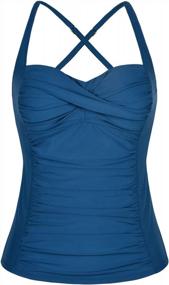 img 4 attached to Women'S Ruched Tankini Top With Tummy Control & Push-Up Features For Swimwear