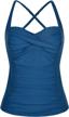 women's ruched tankini top with tummy control & push-up features for swimwear logo