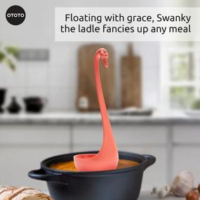 img 1 attached to OTOTO Swanky Soup Ladle: Silicone Spoon, Gravy Ladle & Floating Soup Spoons For Serving - Swan Design Cooking Utensil