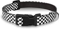 tfieo adjustable & durable dog collar for xs, small, medium, and large dogs - unisex checkerboard design logo