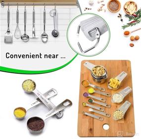 img 2 attached to 🥄 19-Piece Stainless Steel Measuring Cups and Spoons Set – Nesting Cups and Stackable Spoons for Accurate Kitchen Measurements, Liquid and Dry Ingredients – Professional and Portable Measuring Kit