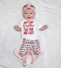 img 3 attached to Dress Up Your Little Valentine: Adorable Daddy'S Girl Romper And Heart Flared Pants Set For Newborn Baby Girls