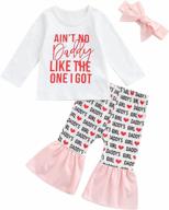 dress up your little valentine: adorable daddy's girl romper and heart flared pants set for newborn baby girls logo