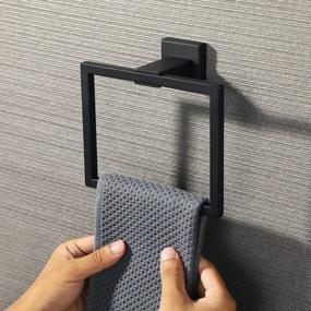 img 2 attached to SUS304 Stainless Steel Matte Black Hand Towel Holder Wall Mounted Rack