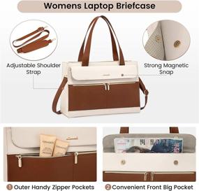 img 2 attached to Luxury 15.6 Inch Laptop Tote Bag For Women - LOVEVOOK Professional Leather Computer Briefcase, Waterproof Business Office Bag With Large Capacity And Crossbody Purse Design, Brown