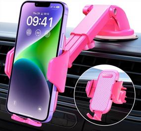 img 4 attached to VANMASS [2022 Pro Version] Military-Grade Car Phone Holder Mount | Dashboard Windscreen Vent Automobile Cradle Van Accessories For IPhone 14 Pro Max 13 12 Samsung, Pink