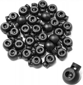 img 3 attached to 30 Pack Of Black Ball-Shaped Plastic Cord Locks - End Spring Stopper Fasteners For Shoelaces, Drawstrings, Paracord, Bags, Clothing, And More