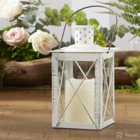 img 4 attached to 🏮 Luminous White Metal Lantern Tea Light Holder Medium for Captivating Rustic Home Décor