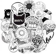 50pcs qtl cute black & white vsco stickers for teen girls, adults waterproof laptop & water bottle decals logo