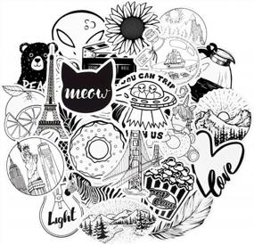 img 4 attached to 50Pcs QTL Cute Black & White VSCO Stickers For Teen Girls, Adults Waterproof Laptop & Water Bottle Decals