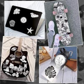 img 3 attached to 50Pcs QTL Cute Black & White VSCO Stickers For Teen Girls, Adults Waterproof Laptop & Water Bottle Decals