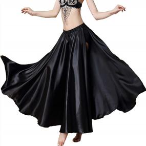 img 4 attached to Sensual And Versatile: Explore Your Moves With MUNAFIE'S Side Slit Satin Belly Dance Skirt