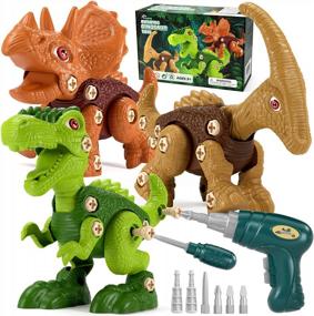 img 4 attached to Jasonwell Kids Building Dinosaur Toys - Boys STEM Educational Take Apart Construction Set Learning Kit Creative Activities Playsets Birthday Gifts For Toddlers Girls Age 3 4 5 6 7 8 Years Old (3Dino)