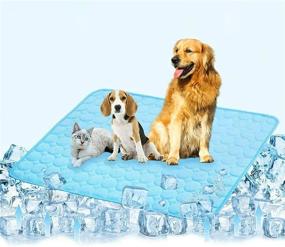 img 4 attached to Охладите свою собаку летом с помощью охлаждающего коврика VeMee - 40 x 28 дюймов, синий.