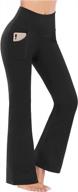 high waist bootcut yoga pants with pockets for women - flattering flare casual leggings for workouts logo