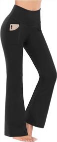 img 4 attached to High Waist Bootcut Yoga Pants With Pockets For Women - Flattering Flare Casual Leggings For Workouts