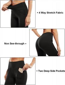 img 1 attached to High Waist Bootcut Yoga Pants With Pockets For Women - Flattering Flare Casual Leggings For Workouts