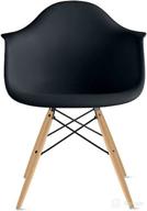 🪑 modern black plastic dining arm chair with natural wood eiffel legs by 2xhome logo