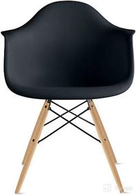 img 1 attached to 🪑 Modern Black Plastic Dining Arm Chair with Natural Wood Eiffel Legs by 2xhome