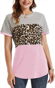 img 3 attached to Stay On-Trend With HARHAY'S Women'S Leopard Print Color Block Tunic - Short Sleeve Blouses Perfect For Any Occasion!